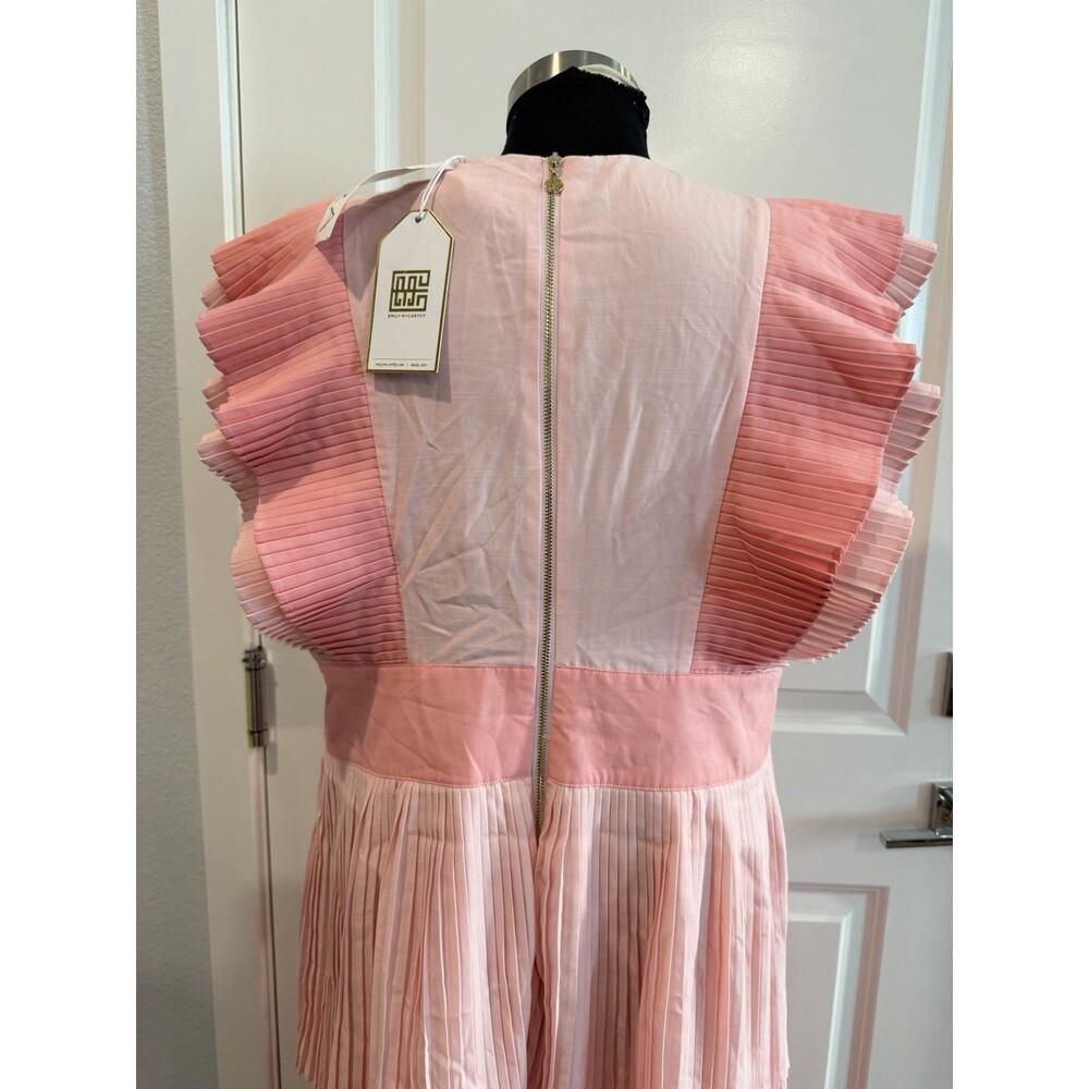 Emily Mccarthy Chloe Dress Rose Petal Pink Pleated Midi Women Size XL NWT - Picture 10 of 14